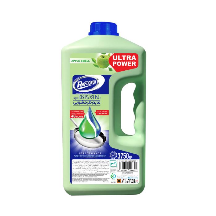 مایع ظرفشویی سبز ۳/۷۵ کیلوگرمی با رایحه سیب رافونه